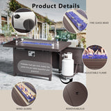 ASJMR Patio Furniture Set,15 Pieces Modern Outdoor Conversation Set w/43in Gas Fire Pit Table, Outdoor Metal Sectional Sofa with 55000 BTU Propane Fire Pit ASJMR