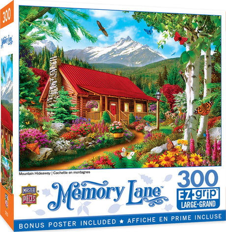 MasterPieces - 300 Piece Jigsaw Puzzle, Large EZ Grip Shapes, Mountain Hideaway, Fun for Adults, Seniors, Family, Kids, Non-Glare Finish, 18"x24" Masterpieces