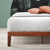 ZINUS Wen Wood King Platform Bed Frame with Solid Wood Slat Support in Cherry Finish Zinus