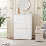 HOSTACK Modern 6 Drawer Dresser for Bedroom, Tall Chest of Drawers with Storage, Large Wood Storage Chest Organizer with Cut-Out Handle, Accent Storage Cabinet for Living Room, Entryway, Classic White HOSTACK
