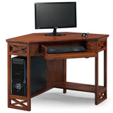 Leick Home 82431 Corner Computer Writing Desk with Drop Front Keyboard Drawer, Oak Leick Home