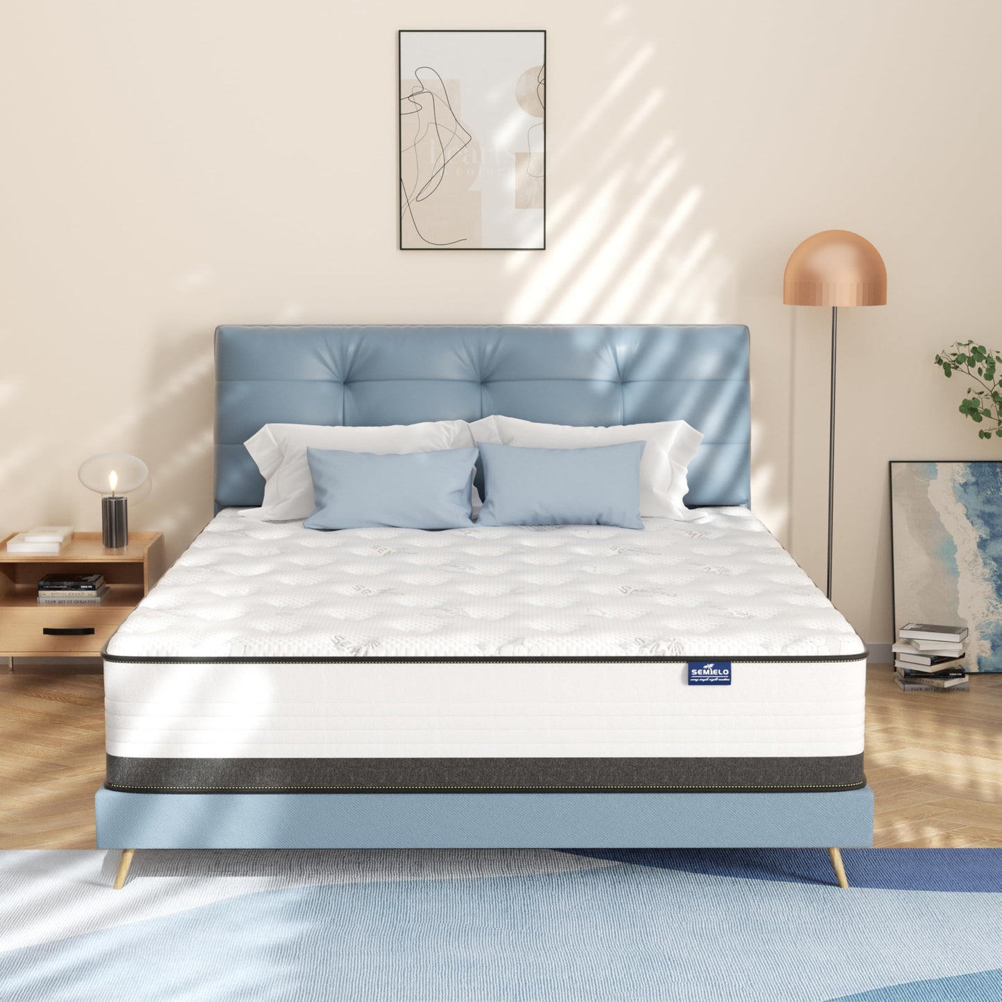 SEMIELO Queen Size Mattress, 14 Inch Queen Mattress in a Box, Hybrid Mattress with Memory Foam and Pocketed Coils for Breathable and Durable Support, CertiPUR-US Certified