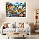 JOYZEXY Puzzles for Adults 500 Pieces, Pet School Bus 500 Piece Puzzle Family Game Funny Dog Jigsaw Puzzles JOYZEXY