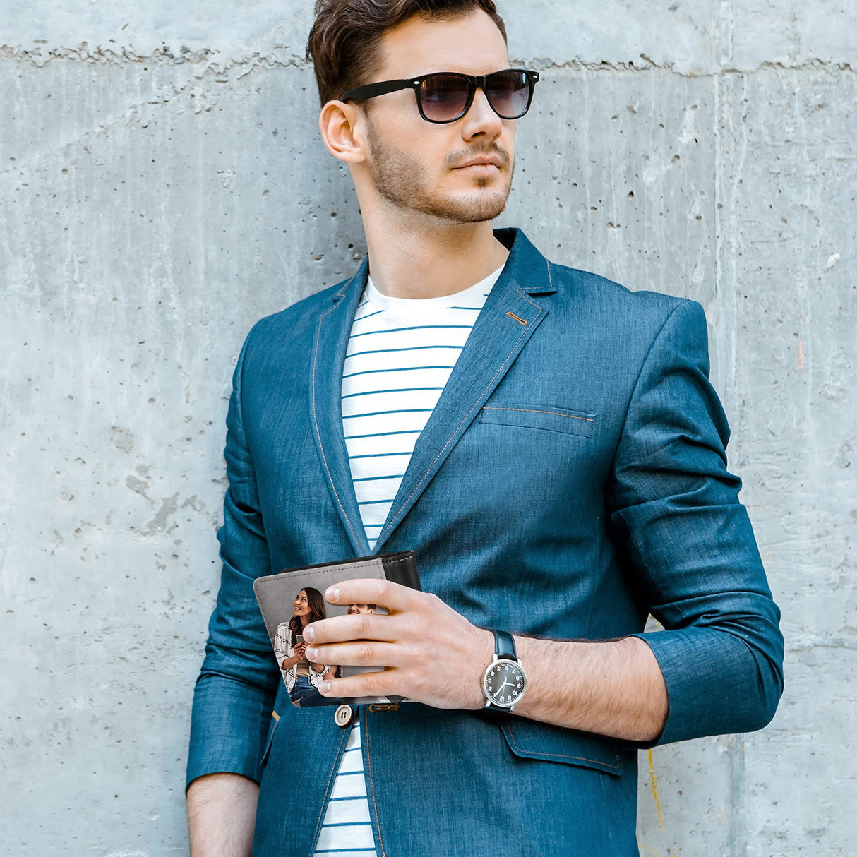 Frienda 2 Pcs Sublimation Wallet Blank for Men Christmas PU Leather Heat Transfer DIY Bank Bifold Card Holder for Christmas Graduation Gifts(Black and White, Single Side) Frienda