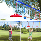 Ninja Obstacle Course for Kids Backyard - 10 Durable Obstacles and 60' Slackline - Outdoor Warrior Obstacle Playset Equipment with Gymnastic Ring, Rope Ladder, Ninja Wheel, Climbing Rope Swing Dripex