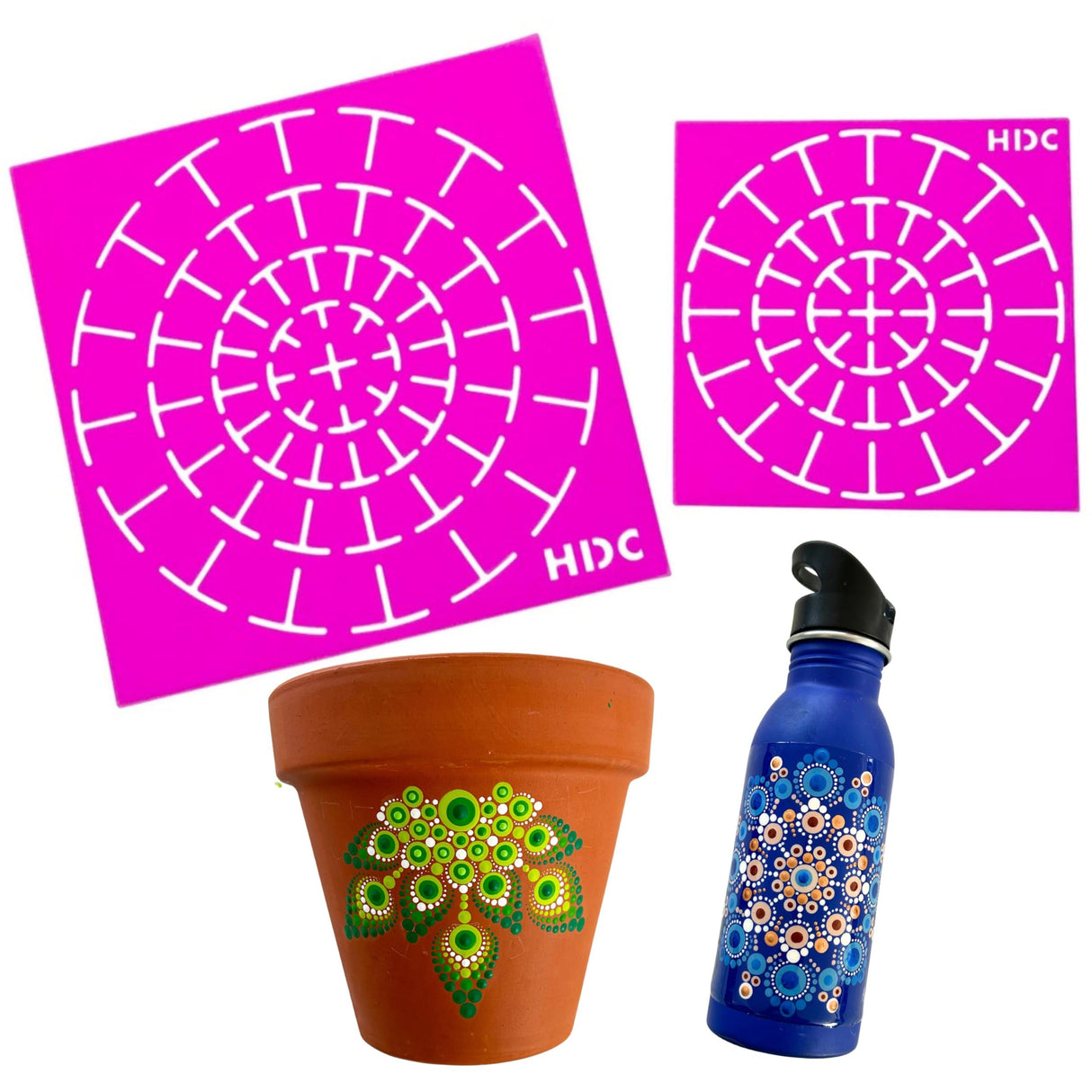 Super Flex Silicone Stencil Set - Dotting Tools - Happy Dotting Company - 2 pc Mandala Stencils - Ideal for Stone Art, Mugs, Bottles Happy Dotting Company