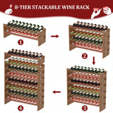 Domax Wine Rack Freestanding Floor - 8 Tiers Wine Bottle Holder 72 Bottle Stackable Wine Rack， Bamboo Wine Holder Wine Storage Racks for Kitchen, Domax