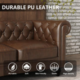 LaiBiKe Leather Brown Sofa for Living Room Chesterfield 3 Seater Couch Sofa Comfortable Soft Sturdy Durable Furniture for Office Bedroom Apartment Hotel Place (03-Brown-80) LaiBiKe