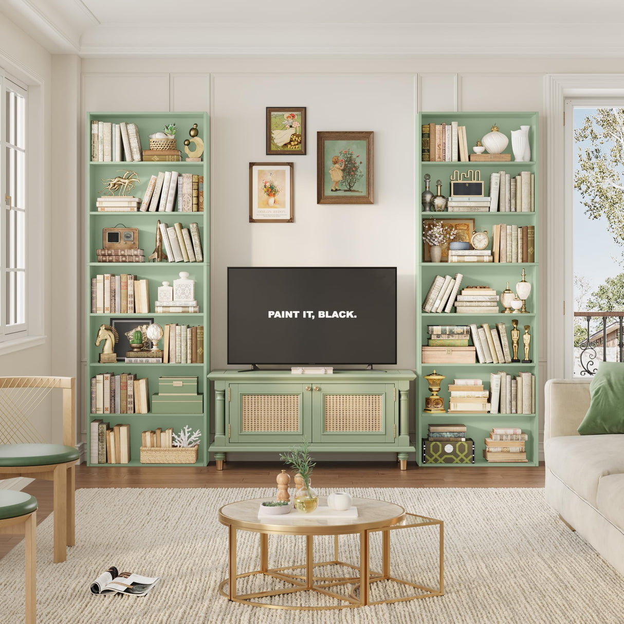 FACBOTALL 82" Tall Bookshelf, 7-Tier Open Shelves Bookcase, Freestanding Display Storage Shelves, Tall Bookcase Home Decor Furniture for Home Office, Living Room, Bedroom, Green FACBOTALL