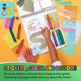 Bright Stripes Travel Coloring Kit for Kids: Art On The Go Coloring Books and Crayons, Sticker Activity Book - Mess-Free Collage Fun for Ages 3+ (Art On The Go Collage Fun Jungle) Bright Stripes