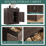 Shintenchi Farmhouse Storage Cabinets with doors and shelves,kitchen Barn Door storage cabinet with drawers,Coffee Bar Cabinet Buffest Sideboard for Dining Living Room,Bathroom,Entryway,Dark Brown Shintenchi