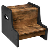 HOOBRO Step Stool for Kids, Two Step Toddler's Stool, Kids Potty Training Stool with Handles, Non-Slip Pads for Safety, Easy to Move, for Sink, Bathroom, Bedroom, Rustic Brown BF01JD01G1 HOOBRO