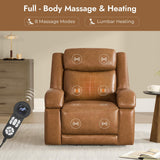 Watson & Whitely Genuine Leather Power Lift Recliner Chair for Elderly with Heat and Massage, Electric Lay Flat Lift Chairs with Power Headrest & Visual Remote Control, Dual Motor, Saddle Brown Watson & Whitely