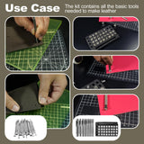 ESMING Leather Tooling Kit Craft Tools Leather Working Kit with Cutting Mats Crafts Enthusiast Professional Tool Set Custom Handbag Engraving Punching Sewing Stamping Sanding Tools ESMING