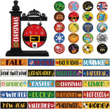 RattanView 41 Pcs Interchangeable Seasonal Decor Mini Standing Sign Farmhouse Convertible Seasonal Wood Welcome Sign for Halloween Thanksgiving Christmas Holiday Table Decor(Black) RattanView