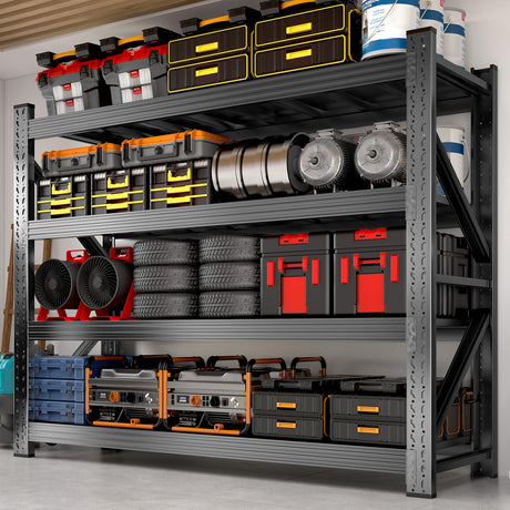71" W Heavy Duty Garage Shelving, 6000LBS Garage Storage Shelves Industrial Shelving Unit, 5 Tier Adjustable Metal Shelving for Basement, Shop, Warehouse, 71" W x 24" D x 71" H Umeiga