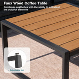 COMLAX FIELD Metal Patio Furniture Set, 6 Pieces Outdoor Sectional Sofa Set with Side Table, L Shape Patio Conversation Set with Faux-Wood Tabletop, Outdoor Couch for Balcony, Porch, Backyard, Grey COMLAX FIELD