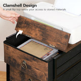 HOOBRO 3-Drawer Mobile File Cabinet, Vertical Filing Cabinet, Office Cabinet, Filing Cabinet for Home Office, Rolling Printer Stand, A4/Letter-Sized, Nonwovens Drawer, Rustic Brown BF30WJ01 HOOBRO