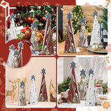 Soaoo 3 Pcs Wooden Christmas Trees Tabletop Decoration Standing Rustic Wooden Christmas Tree with Star Xmas Freestanding Centerpieces Decor Farmhouse Wood Decor for Table Home Decor Soaoo