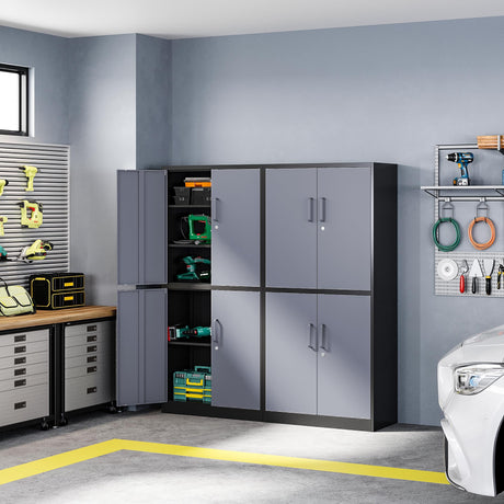 Letaya Metal Storage Cabinets with Lock Door and Shelves, Steel Garage Tool Cabinets for Home,Office, Warehouse,Lockers(71"-Black Gray) Letaya
