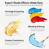 Acrylic Paint Set with 12 Art Brushes, 36 Colors (2 oz/Bottle) Acrylic Paint for Painting Canvas, Wood, Ceramic and Fabric, Paint Set for Beginners, Students and Professional Artist, Rich Pigments TMOL