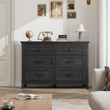 GarveeHome 6 Dresser for Bedroom, 47 in Wide Drawer Dresser with Storage Freestanding, Wooden Closet Storage Chest for Living Room, Bedroom, Entryway, Black GarveeHome