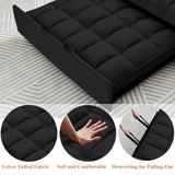 KIVENJAJA Convertible Sleeper Sofa Bed, Velvet Tufted Loveseat Couch with Pull Out Bed, Small Love Seat Futon Lounge Sofa Bed with 2 Pillows for Living Room Apartment, 55.2”W (Black) KIVENJAJA
