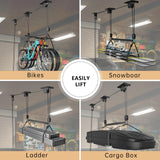 TRUSOON 2025 Upgrade Kayak Storage Hoist for Garage Ceiling, Heavy Duty Kayak Pulley System, Hold Up to 150 lbs Capacity, Canoe Garage Lift Storage System, Fit 10-14 Foot Ceilings, Black TRUSOON