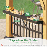 AMERLIFE Solid Wood Gazebo, Hardtop Gazebo with Metal Steel Gable Roof with Guest House for Garden, Porch, Patio, Black + Natural Wood (9 x10FT) AMERLIFE