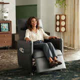 Power Recliner Chairs for Adults, Small Recliners for Small Spaces w/Remote & Side Pockets, USB Port, Adjustable Recliner Chair Electric for Living Room & Bedroom, Home Theater, Rv (Black - Leather) Nahenduo