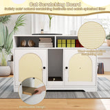 Tangkula Double Litter Box Enclosure, 43 Inch Hidden Litter Box Furniture with Shelves, Removable Scratching Board, 2 Sisal Mats, Large Enclosed Cat Box Enclosure for 2 Cats (White) Tangkula