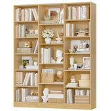 FACBOTALL Triple Wide Bookshelf, 6 Tier Large Bookshelf, Bookcase with 17 Open Display Shelves, 74'' Tall Bookcases and Bookshelves for Living Room, Home Office, Library, Natural FACBOTALL