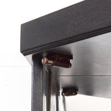 Lighted Corner Display Curio Cabinet Wooden Shelving Unit with Tempered Glass Door, Bar and Liquor Storage Area with 4 Shelves, Wine Cabinet，Black CQSXDA