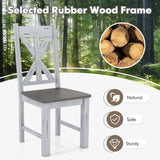 Giantex Retro Wooden Dining Chairs Set of 2, Farmhouse Kitchen Chairs w/Rubber Wood Frame, Elegant Hollowed Backrest, Armless Dining Room Chairs, Rustic Side Chairs for Restaurant, Living Room, Grey Giantex