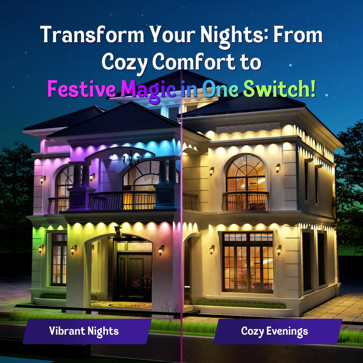 Permanent Outdoor Lights, 150FT RGB Outdoor Lights for House Decor, Smart Eaves Lighting, Extendable LED Strip with IP67 Waterproof, Music Sync, APP/Voice/Remote Control, Alexa/Google Compatible Fitop