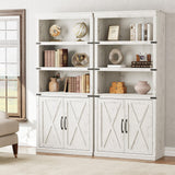 5 Tier Book case with Cabinet, Farmhouse Book Shelf with Storage Doors, 68.7" Tall Wooden 5 Shelf Book Case for Home Office, Living Room, Bed Room-(White, 68.7" H x 31.5" W x 12.9" D) GarveeHome