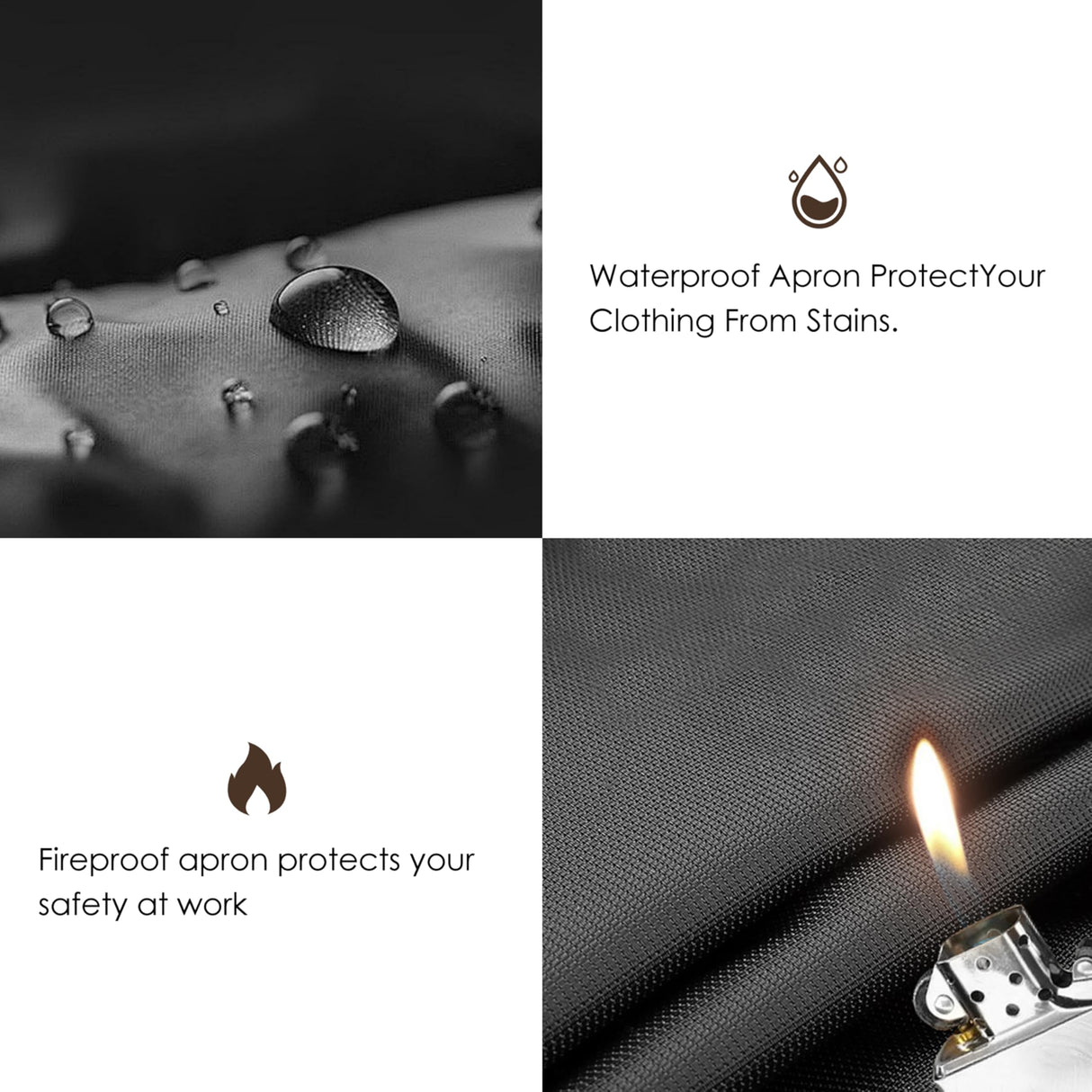 Yeoco Reversible Design Black Apron with Pockets,BBQ Chef Apron for Men and Women, Fireproof Wear-Resistant Waterproof Work Apron - Apron for Dishwashing, Kitchen,Welding.1 Yeoco