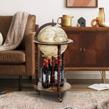 Goplus Globe Bar, 17.5” Globe Bar Liquor Cabinet with Wheels, Bottom Shelf, Old World Map, 16th Century Italian Replica Bar Globe, Retro Wine Stand, Globe Bar Cart for Dining Room Living Room Home Goplus