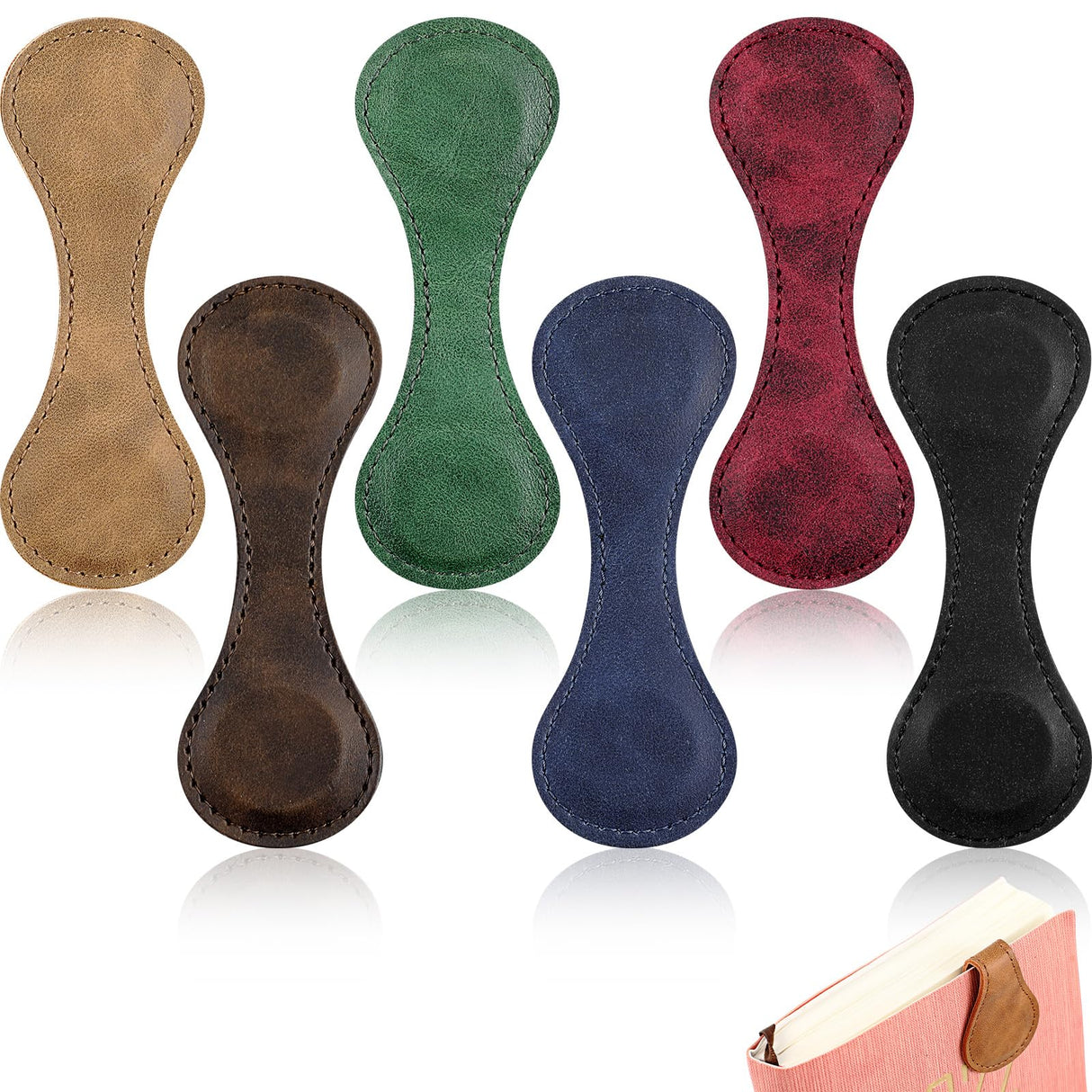 Sayglossy 6 Pcs Leather Magnetic Bookmarks 4.5"x1.5"Graduation Gifts Bookmarks Teacher Appreciation Gifts Retro Magnetic Markers Book Reading Gift for Booklovers Readers Writers Poets(Multicolor) Sayglossy