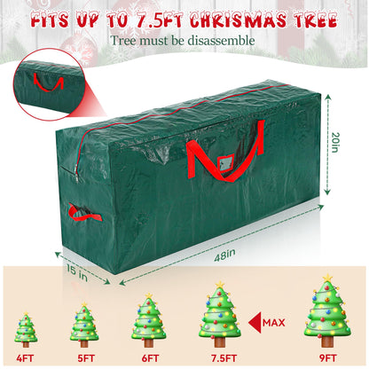 Meonum 2 Pcs Christmas Tree Storage Bags, Waterproof Artificial Xmas Tree Bag with Handles, Christmas Decoration Container with Zipper and Labeling Card Slot(Fit up to 7.5 ft Tall Disassembled Tree)