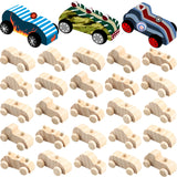 Haconba 30 Pcs Wooden DIY Car Toys Unfinished Wooden Cars Painted Mini Wooden Craft Cars for Students Home Activities DIY Crafts Projects Family Time Handicraft Haconba