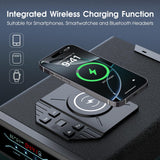 Gun Safe for Handgun Pistol Case - Biometric Quick Access Pistol Safe with Wireless Charging for Watch & Phone, 3-in-1 Fingerprint Keypad Key Lock Gun Box for Home Nightstand Bedside GODELAIF