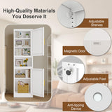 pozdeg Tall Bathroom Storage Cabinet, 67" H Metal Kitchen Pantry Cabinet with 2 Doors and 4 Adjustable Shelves, Space Narrow Bathroom Organizer for Kitchen, Living Room, Home Office pozdeg