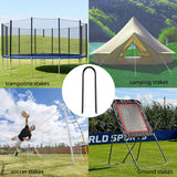 Heavy Duty Trampoline Anchors High Wind U-Shaped Sharp Ends Ground Anchor Galvanized Steel 11.8inch Safety Stakes for Soccer, Tents and Garden Decorations (Black 8pcs) Zaijmlwwn