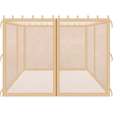 Coverify Replacement Gazebo Mosquito Netting 10x10FT, Universal Outdoor Pergola 4-Panel Patio Screen Walls with Zipper (Mosquito Netting ONLY, Brown) Coverify