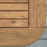 Walker Edison AZW7TXVINBR 6 Person Outdoor Wood Chevron Patio Furniture Dining Set Extendable Table Chairs All Weather Backyard Conversation Garden Poolside Balcony, 7 Piece, Brown Walker Edison