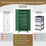 pozdeg 75” Tall Pantry Cabinet, Metal Kitchen Storage Cabinet with 2 Doors and 5 Adjustable Shelves, White Storage Cabinet Cupboard for Kitchen, Dining Room, Living Room and Bathroom (Green) pozdeg