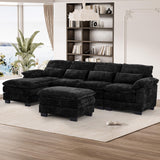 OUYESSIR 114" U Shape Sectional Cloud Couch with Ottoman,Fluffy Sectional Couches for Living Room,4 Seater Modular Sectionals Sofa,Comfy Cloud Sofas & Couches with 4 Pillows,Light Black OUYESSIR