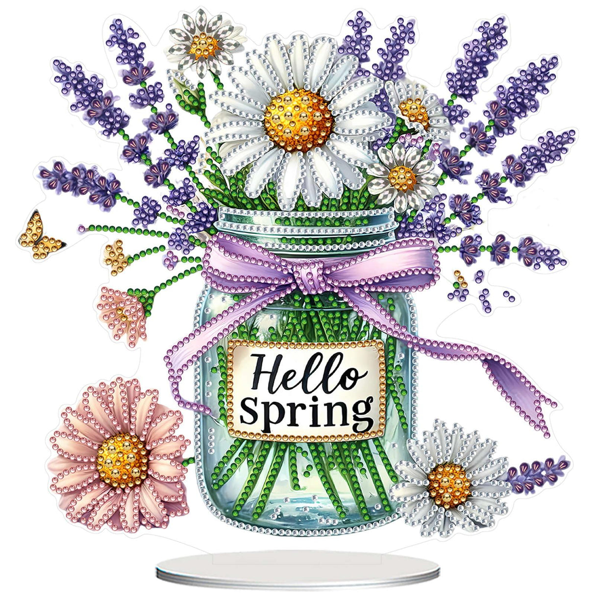 VODAPYC Spring Diamond Art Tabletop Painting Kit, DIY Stand Up Double Sided Special Shaped Diamond Painting Desktop Ornament(Lavender) VODAPYC