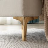 Karl home Sectional Sofa 110" U-Shape Sofa Couch Linen Fabric Upholstered with Double Chaises, Lattice Decorated, for Living Room, Apartment, Studio, Office, Creamy-White Karl home